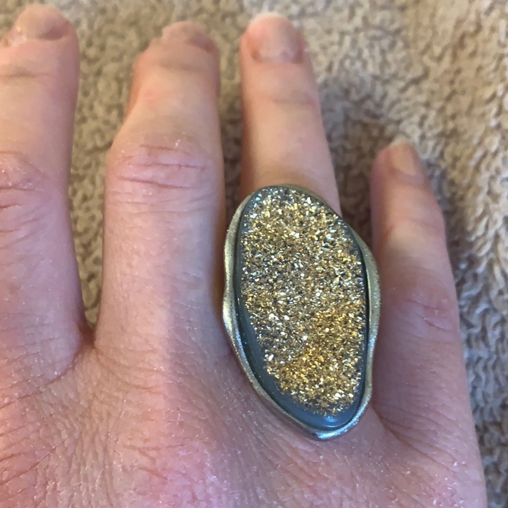 Gold crystal, silver - chunky ring from LF